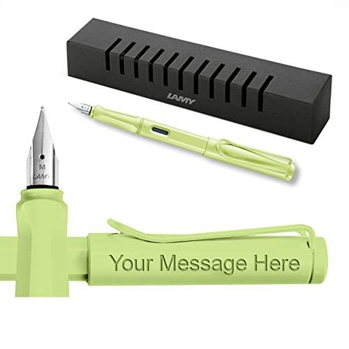 Lamy Safari 2023 SpringGreen Edition - Penna stilografica con pennino medio, incisione gratuita + confezione regalo
