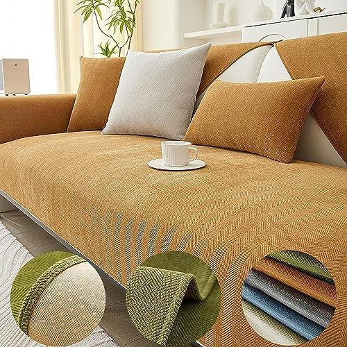 Funny Fuzzy Herringbone Chenille Fabric Furniture Protector Couch Cover,Funny Fuzzy Uk Sofa Cover,Herringbone Chenille Fabric Furniture Protector Couch Cover (90*90 cm/35.4*35.4 in,Brown)