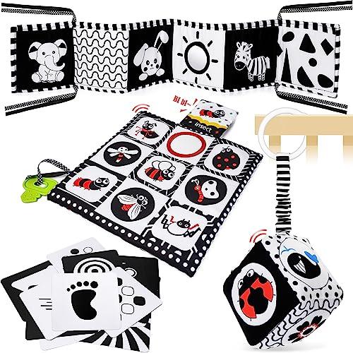 HappyKidsClub Giochi Neonato 0-12 Mesi, Libro Sensoriale Bianco e Nero Neonati  Giochi Montessori 0-12 Mesi Libro Tummy Time Regalo Neonato Maschio  Sonaglio Neonato Giochi Sensoriali per Neonati