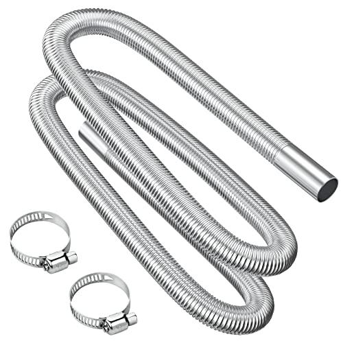 URAQT Tubo del Riscaldatore Dell'aria, 200cm Ø 2.5cm Tubo di Scarico in Acciaio Inossidabile, Tubo del Riscaldatore Parcheggio con 2 fascette stringitubo, per riscaldatore di parcheggio