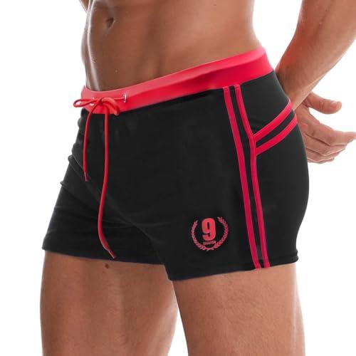 Arcweg Costume da Bagno Uomo Coulisse Pantaloncini Calzoncini da Bagno Elastico a Vita Bassa Boxershorts Slip Nuoto Spiaggia Mare Piscina Rosso L(EU)