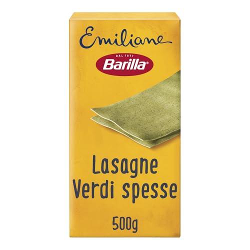 Barilla Pasta Le Emiliane Lasagne Verdi, Pasta all' Uovo con 100% Uova Fresche Italiane e Spinaci, Sfoglia Porosa e Delicata, 500 g