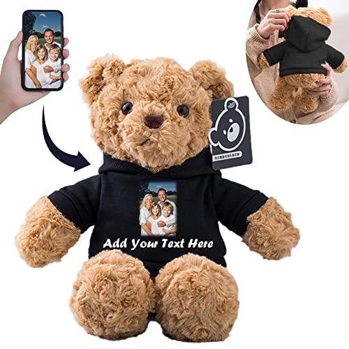 MeterBear Orsacchiotto Peluche Personalizzato con Nome Foto, Orsetto di Peluche Teddy Bear come Regali Personalizzati per lui Natale Regali Compleanno San Valentino Anniversario (26cm)