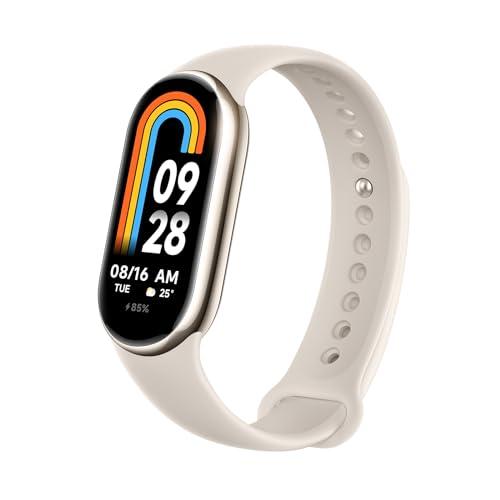 Xiaomi Mi Smart Band 8 Braccialetto Sportivo, 16 Giorni di Durata, Monitoraggio della Salute, Display Adattivo, Frequenza di Aggiornamento 60Hz, 150+ Modalità Sportive, 5 ATM, Oro Pallido