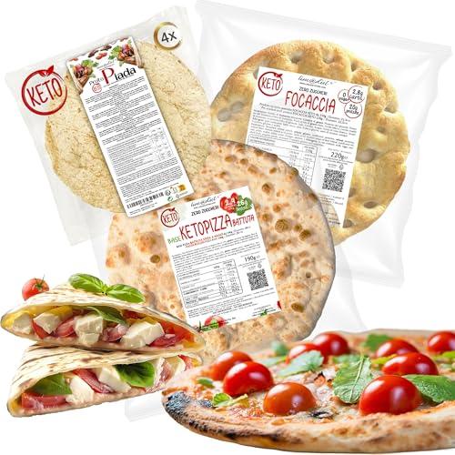 KETO-KIT ASSAGGIO Line@diet | 4 PIADINE + 1 base per PIZZA + 1 FOCACCIA | FASE 1 | keto e ad alto contenuto di proteine