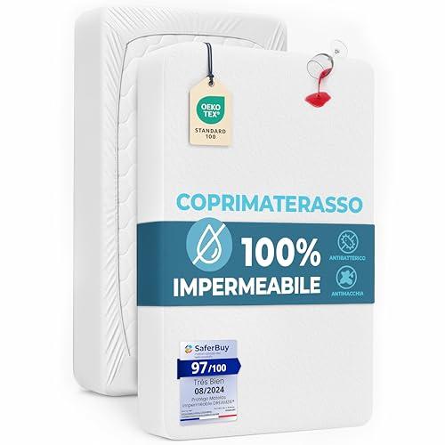 Dreamzie Coprimaterasso Culla 60x120 Impermeabile Antiacaro e Ipoallergenico Certificato Oeko-Tex - Copri Materasso con Angoli