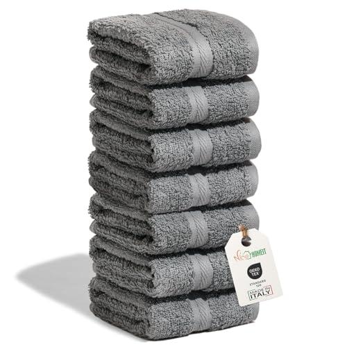 nice homeit - Set 6 Lavette 30x30 cm – Mini Asciugamani viso e ospiti 100% cotone ad anello – Morbide, Assorbenti, Lavabili – Per Bagno, Cucina, Trucco e Viaggio – Made in Italy (Grigio scuro)