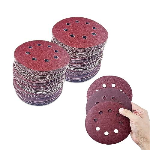 Nutabevr 80 pezzi Dischi Abrasivi,8 Fori Rotondi Carta Vetrata Abrasiva 125 mm,Per Levigatrice Orbitale Casuale 5 Pollici,grana 40/60/80/100/120/180/240/320 Graniglie per Levigatura,Spolveratura