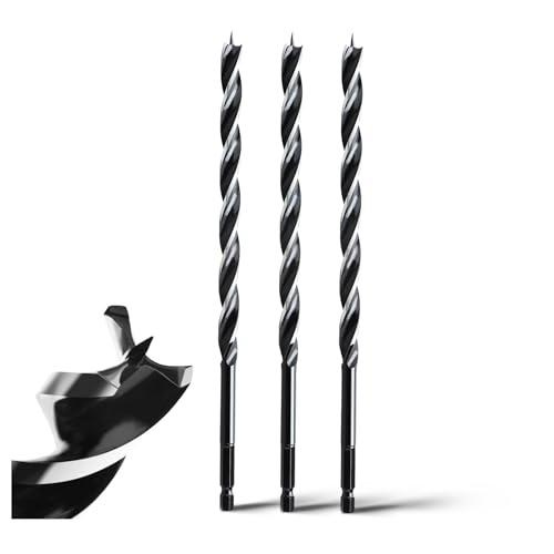 MOXPIFY 3 punte per legno, 6 x 300 mm, per legno tenero, legno duro con punta di centraggio e codolo E 6.35