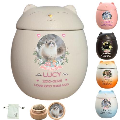 Urna per gatti,Urna per animali domestici per ceneri di gatti,Urne per gatti personalizzate personalizzate,Urne per gatti,Urna in ceramica,Fatto a mano,Urna per piccoli animali, (bianco)