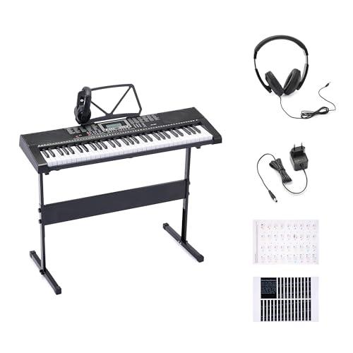 Amazon Basics Pianoforte Digitale Portatile a 61 Tasti per Principianti, Altoparlanti Integrati, 255 Timbri e Ritmi, 50 Canzoni Demo, Leggio e Cuffie Inclusi - Nero
