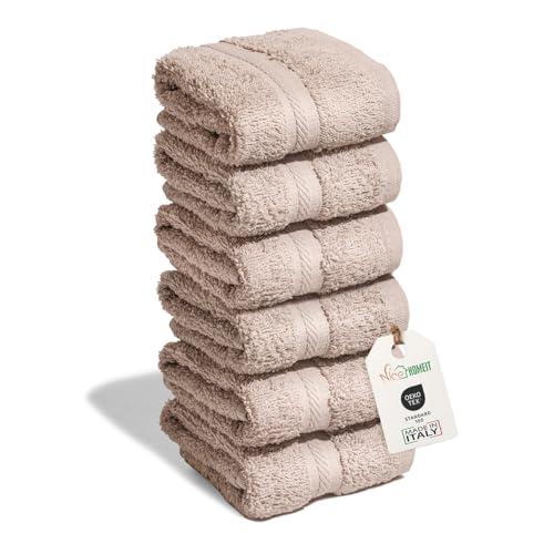 nice homeit - Set 6 Lavette 30x30 cm – Mini Asciugamani viso e ospiti 100% cotone ad anello – Morbide, Assorbenti, Lavabili – Per Bagno, Cucina, Trucco e Viaggio – Made in Italy (Cipria)