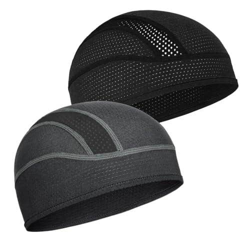 GGUFAY Sottocasco Moto, 2 Pezzi Sottocasco Moto Estivo, Sottocasco Bici Estivo, Bandana Sport, Traspirante sotto Casco Cuffia da Ciclismo, Berretto Sport Uomo Donna