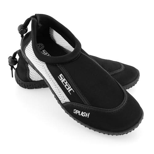 SEAC Splash, Scarpe da Scoglio per Adulti e Bambini, Asciugatura Rapida, Scarpe per Il Mare, la Spiaggia e la Piscina, Nero/Bianco, 39