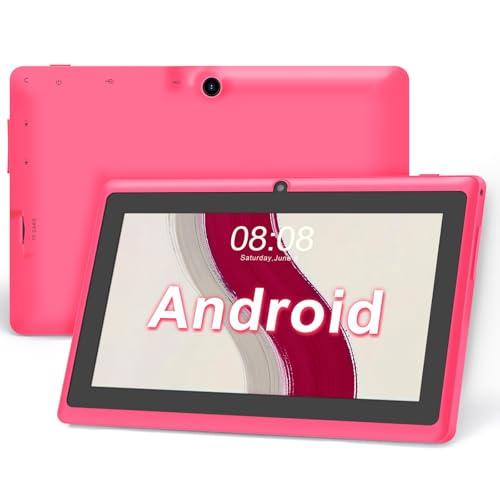 Haehne Tablet 7 Pollici Android, Doppia Fotocamera, WiFi, Bluetooth, Rosa