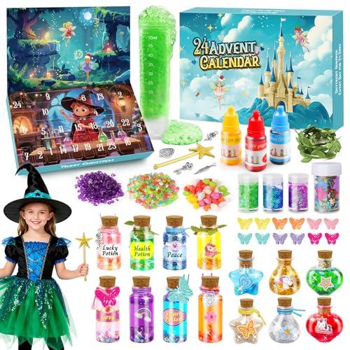 UQYMY Calendario dell'Avvento 2025, 24 Kit Pozioni Magiche Bambina, Calendario dell'Avvento Fai da Te Giochi Creativi, Regalo Natale Giocattoli Artigianali per Bambini Ragazza Kinder 5 6 7 8 9 10 Anni