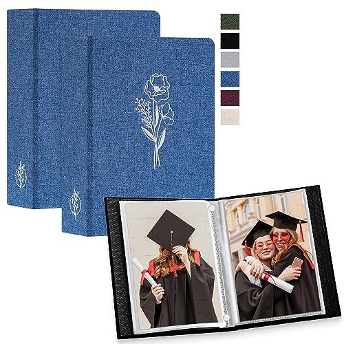 Lanpn Album Fotografico 13x18 52 con Tasche 2 Confezioni, Piccolo Biancheria Album Foto Portafoto Verticale Tascabile Tasca Blu