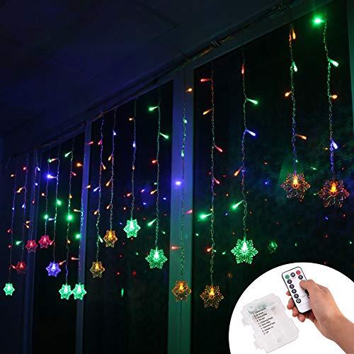 Klighten Tenda Luci LED, Luci cascata, Strisce LED, 96er Led Luci 3.5 * 0.65m Telecomando, Alimentato da Batteria, Impermeabili IP44, per finestra, porta, patio, giardino, feste, Natale