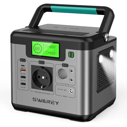 SWAREY Generatore Solare Portatile 518Wh AC/DC/USB Onda Sinusoidale Pura Generatori Domestici ed All'aperto per Campeggio RV Emergency Backup 500W (1000W picco) Centrale Elettrica Portatile