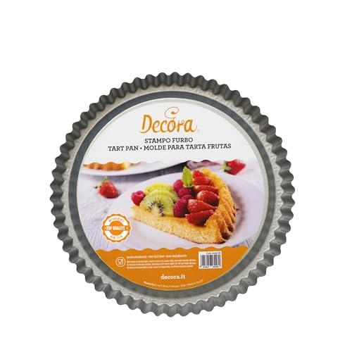 Decora, 0070030 Stampo Furbo per Crostata, in Acciaio Antiaderente, Tondo Ø 24 X 3 cm, Rende facile Farcire la Crostata, Design Professionale