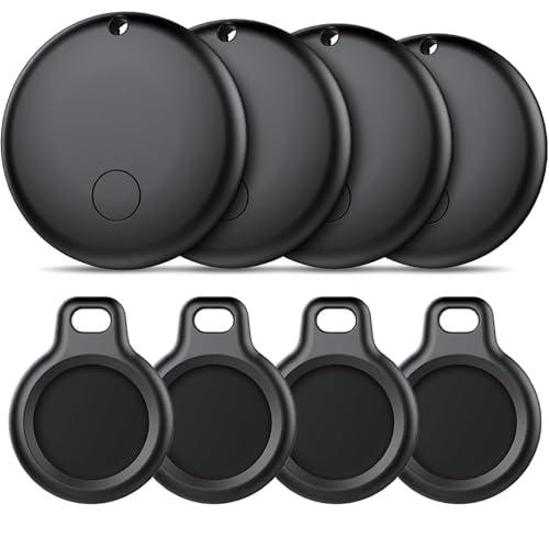 Android Smart Tag, Tracker con Google's Find Hub (Solo Android), IP68 Impermeabile, Bluetooth Localizzatore con Custodia Protettiva, Trova Oggetti per Chiavi/Bagagli/Portafogli, 4 Nero