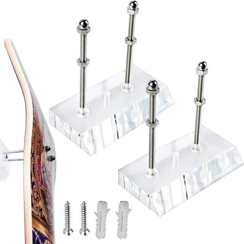 Dtoterul Supporto da Parete per Skateboard 2 Pezzi Supporto per Montaggio a Parete Trasparente Skateboard Shelf Espositore Professionale in Acrilico Trasparente Supporto da Parete per Skateboard