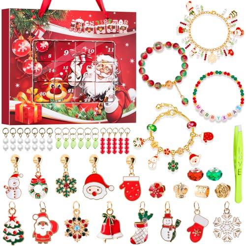 Koxtyzo Calendario Avvento 2025, Calendario Avvento 2025 Set Regalo di Natale con Conto alla Rovescia, Calendario dell'Avvento di Gioielli Fatto a Mano 24 Giorni per 6-13 Anni Bambina