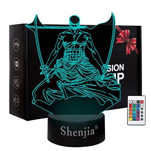Shenjia 3d Led ONE PIECE Luce Notturna Character Commodity Lampada per la decorazione della stanza della casa dei bambini Regalo colorato per la luce notturna per i fan Merch