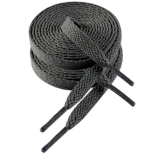 VSUDO 120 cm Lacci per Scarpe Grigio Scuro Piatti da Ginnastica, Lacci Sneaker Grigio Scuro Larghi 8mm, Stringhe Scarpe da Ginnastica, Lacci per Scarpe Sportive di Ricambio (1 Paio-Grigio Scuro-120cm)