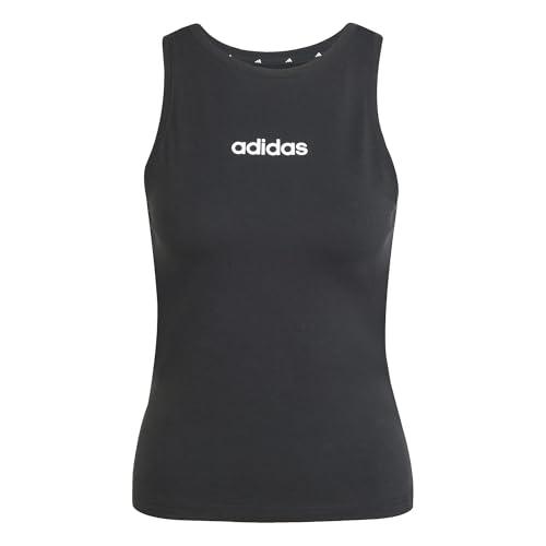 adidas Donna Essentials Linear Slim Cotton Tank Shirt, Black/White, XL