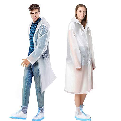 TATAFUN Poncho Impermeabile da Pioggia EVA Trasparenti Riutilizzabili Poncho Portatile Impermeabile Cappotto da Pioggia,Uomo e Donna，per Viaggi, Gite, Festival, Concerti