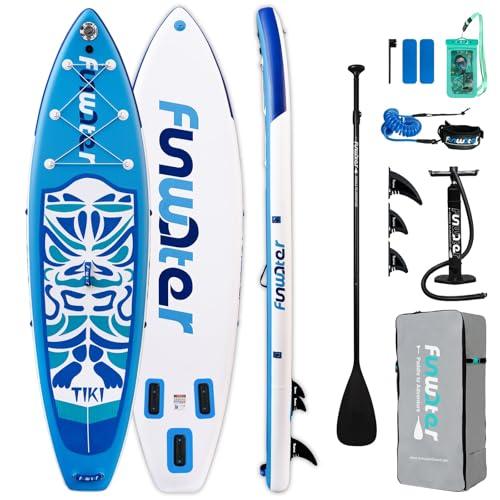 FunWater Stand Up Paddling Board gonfiabile SUP Paddleboard per adulti stand up paddle accessori con pagaia regolabile, pompa, zaino, guinzaglio (blu)
