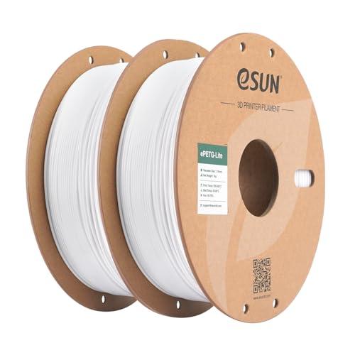 eSUN PETG Basic Filamento 1,75 mm, alta tenacità, 1 kg per bobina, 2 rotoli di materiale di stampa per stampanti 3D, Bianco-2KG