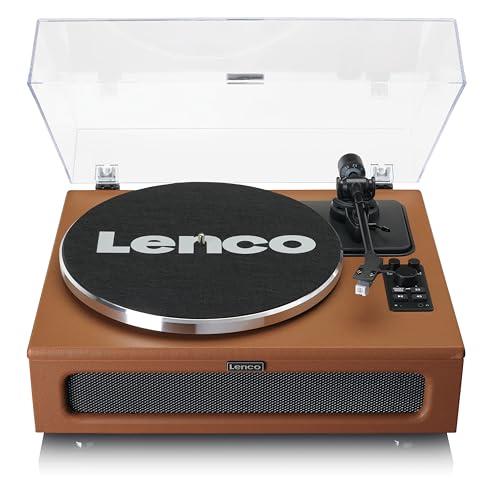 Lenco LS-430 - Giradischi Bluetooth - altoparlanti integrati 40 watt RMS - trasmissione a cinghia - controllo del tono - preamplificatore - uscita RCA e ingresso AUX - marrone, LS-430BN
