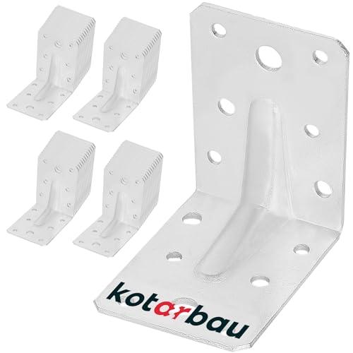 KOTARBAU Squadretta di giunzione Angolare 75 x 75 x 55 mm Zincato a caldo Rinforzata Piastra di Fissaggio Staffa Angolo Superficie Multiforo 50 pezzi