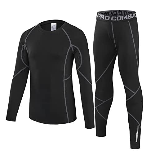 Leeboom Biancheria Intima Termica per Bambini, da Calcio, Traspirante, per Bambini, ad Asciugatura Rapida, per Allenamento, Sci, Ciclismo (Top + Pantaloni), in Pile., S