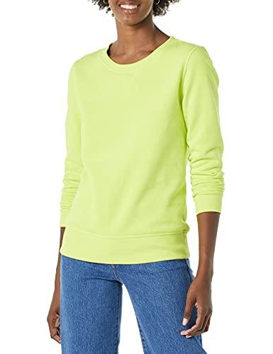Amazon Essentials Felpa Girocollo da Donna in Pile di Spugna Francese (Disponibile in Taglie Forti), Verde Lime Fluo, S