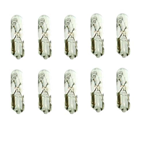 CARALL 10 Pezzi Lampadine Alogene T5 W1,2W 12V 1,2W, Ricambi Lampade 12V Per Auto e Moto