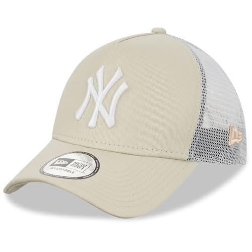 New Era New York Yankees MLB League Essential Beige Bianco A-Frame Berretto da Camionista Regolabile