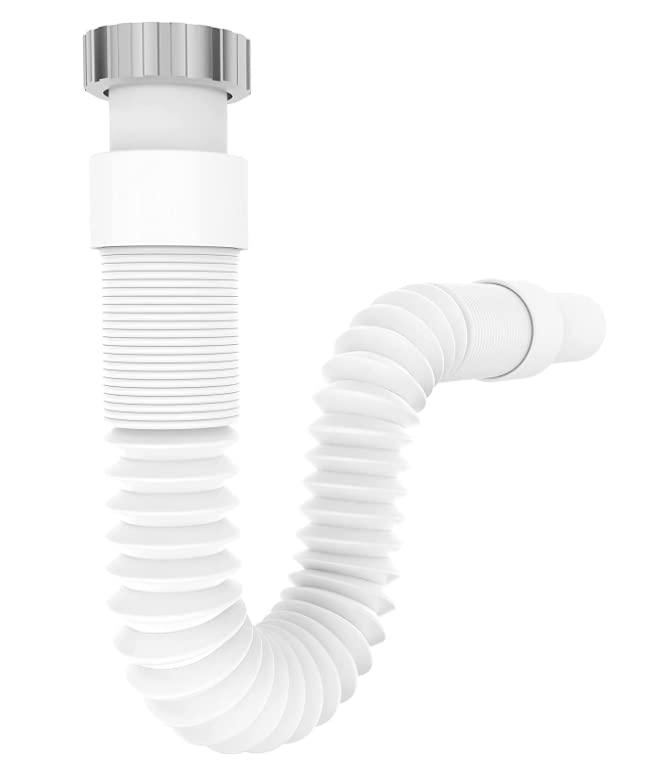 Saraoriginalshop Tubo Scarico Flessibile ed Estensibile per Lavandino Bagno o Cucina Fai da Te Ricambio Installazione Sifone Guarnizione Raccordi Standard Disponibile in Vari Misure (1