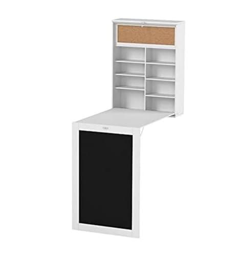 InnovaGoods - Scrivania Pieghevole da Parete Woldy, Design Moderno, Multifunzione con Lavagna e Pannello Sughero, Facile da Montare, Bianco, 80x50x18 cm, Legno