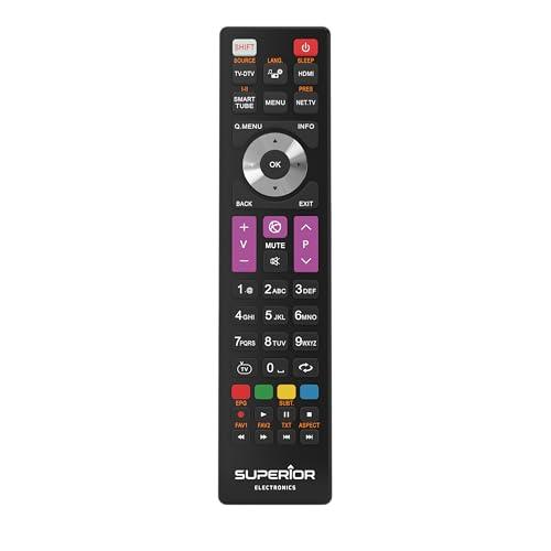 Superior Electronics Replacement Telefunken - Telecomando Universale Compatibile con TV Telefunken - Pronto all’Uso Senza Programmazione - Perfetto per Smart TV - Nero - SUPTRB016