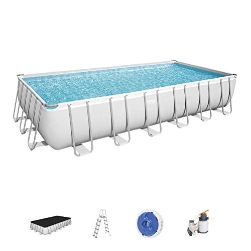 Piscina Fuori Terra con Telaio Portante Piscina Esterna da Giardino Rettangolare 732x366x132 cm con Pompa Filtrante - 56475
