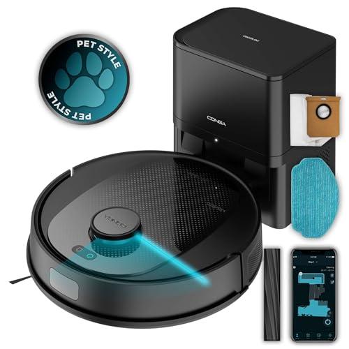 Cecotec Robot Aspirapolvere e Lavapavimenti Conga 7690 Immortal MAX Home. 500Pa, con Base Autosvuotante e Navigazione Laser, Base 2,5L, Autonomia 220 Min, Spazzola Silicone, Panno, App