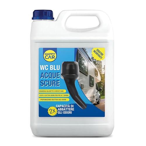 HappyCar WC Blu Camper – Disgregante per Acque Nere con Dosatore, Anti-Odori e Profumo Reattivo – 2X Potere Deodorizzante – 5 Litri