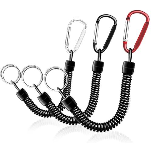 JEYORZY 3 Portachiavi Spirale Estensibile con Moschettone, Portachiavi a Molla Spirale