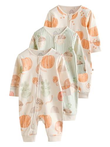 NEXT Confezione da 3 Tutine Senza Piedini per Neonati con Zip bidirezionale Crema 6 Mesi