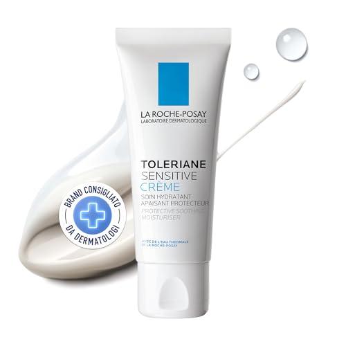 La Roche-Posay Toleriane Sensitive, Crema Viso Idratante, Adatta a Pelli Sensibili, Azione Lenitiva, Fino a 48H di Idratazione, Formula con Glicerina, Vitamina B3, Ceramide, Acqua Termale, 40 ml