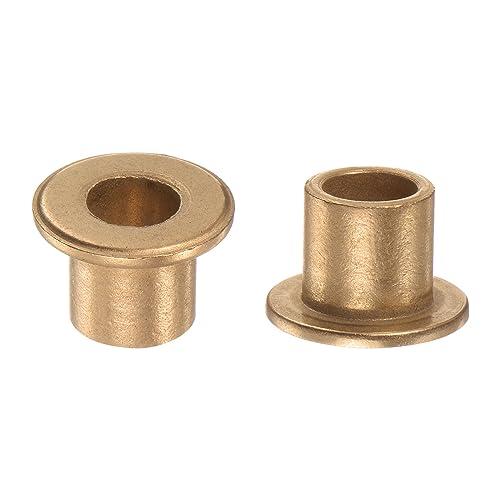 QUARKZMAN 2pz Flangia Cuscinetto Manicotto 10mm Alesaggio x 14mm OD x 15mm Lunghezza x 2mm Flangia Spessore, Bronzo Boccola Autolubrificante Boccole Manicotto per Attrezzature Industriali