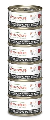 Almo Nature HFC Jelly - Alimento Umido per Gatti Adulti - Tonno con Calamari - Human-Grade, Gluten-Free - 70g (Confezione da 6)